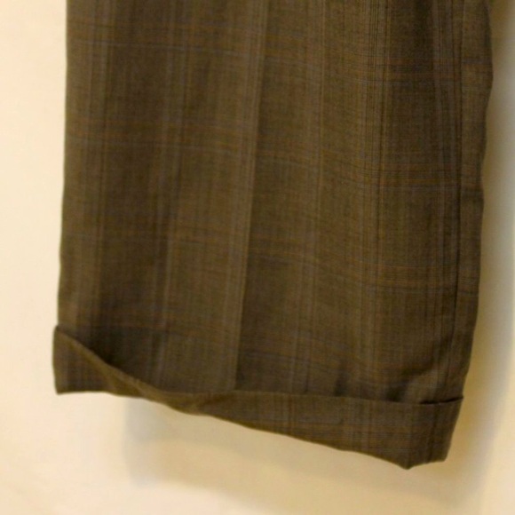 MEN BROWN PLAID MICHAEL KORS BLAZER PANTS SUIT SIZE 42R 100% WOOL ROLLED CUFFS - Picture 6 of 13